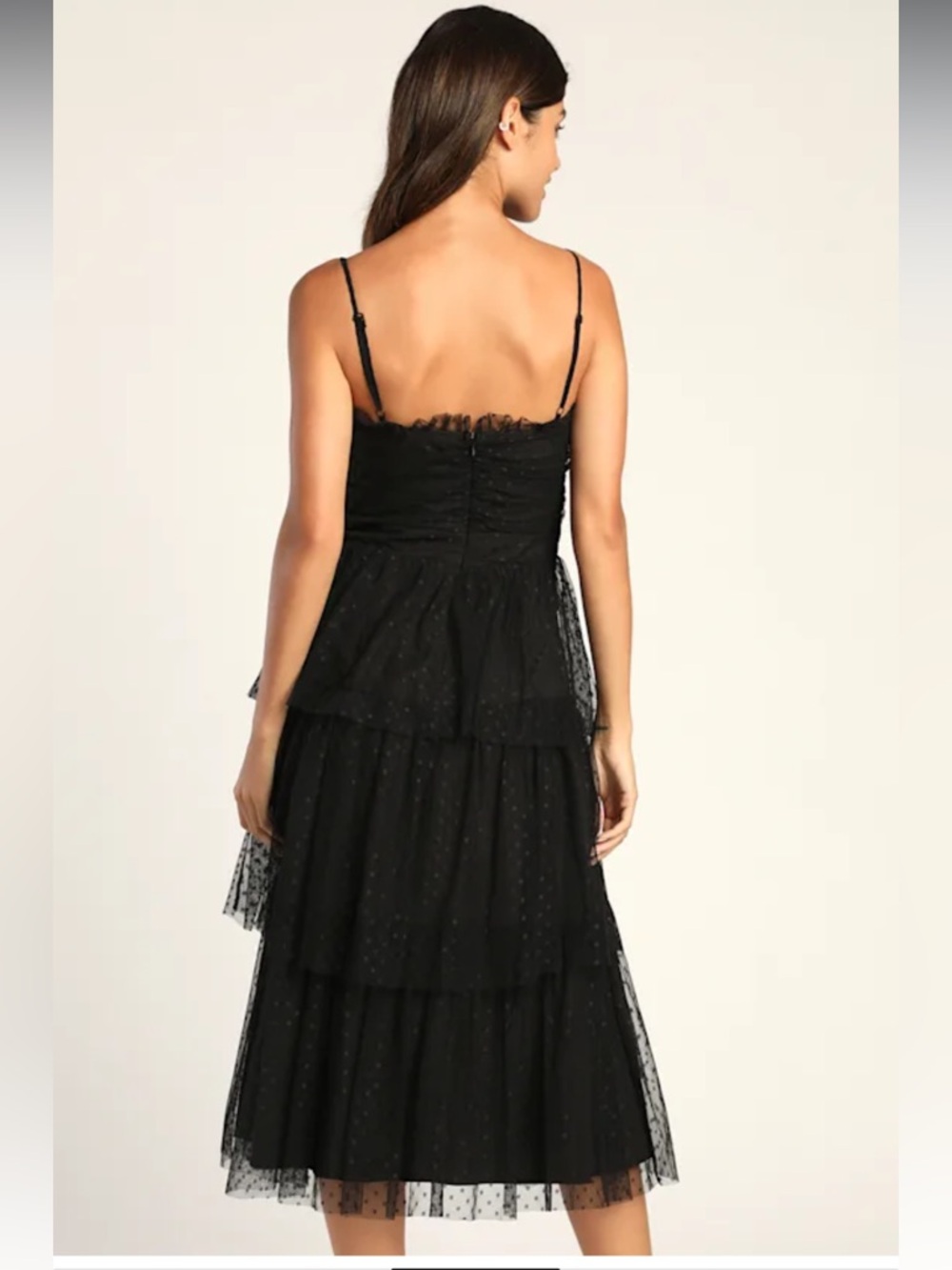 NWT- Sweetheart Style Black Polka Dot Bustier Midi Dress - Picture 2 of 16